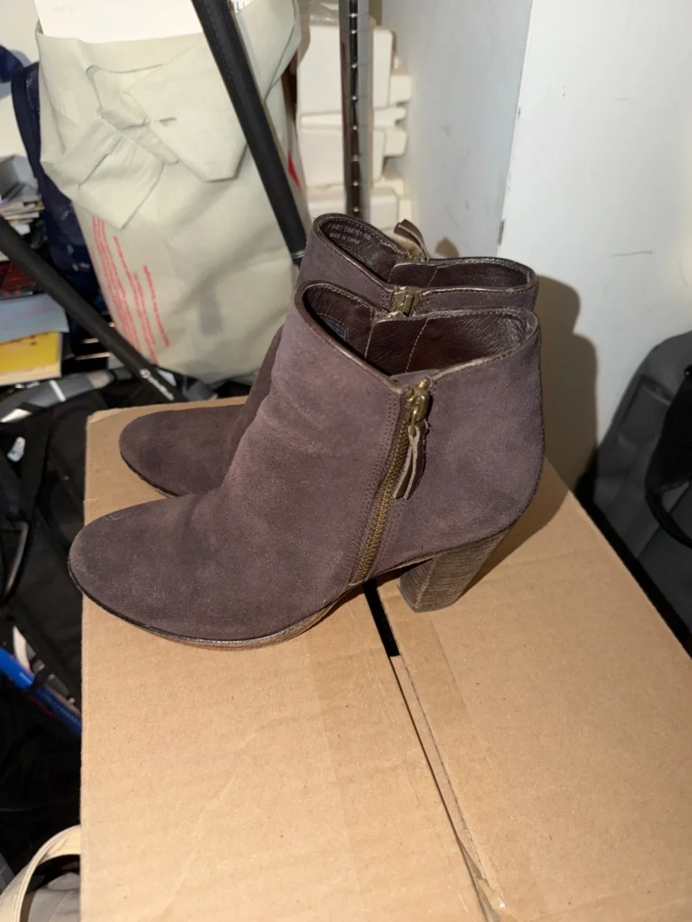 Cole haan eggplant suede ankle booties